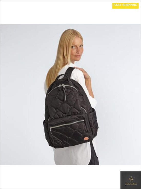 Quilted Nylon Travel Backpack for Women - Laptop Daypack with Trolley Sleeve